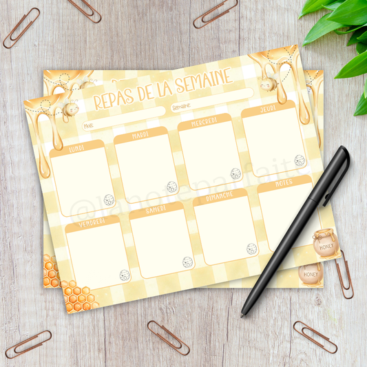 Planificateur de Repas Honey Bee 10.5x8